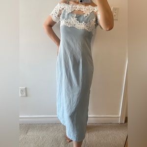 BNWT Size M-L mint color lace top evening dress